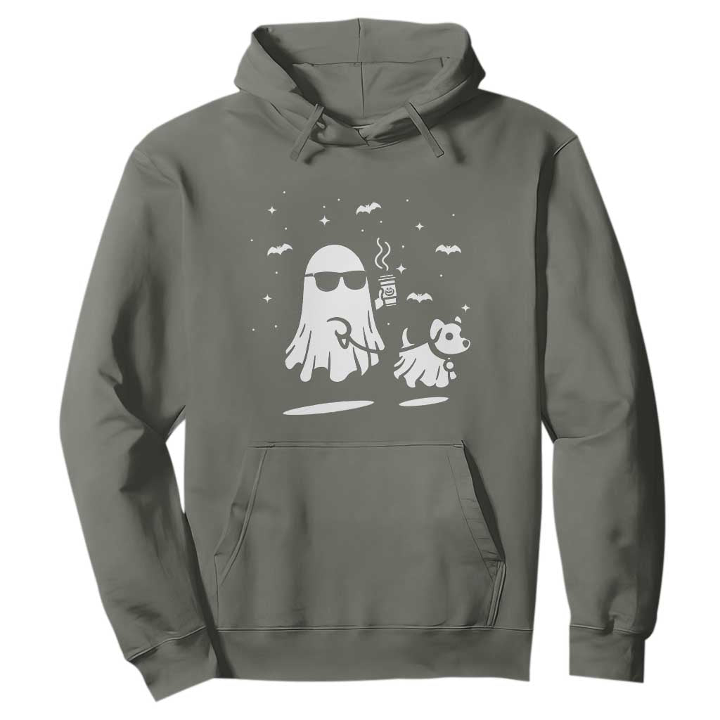 Halloween Ghost Dog Hoodie Retro Spooky Season Boo Sheet TS10 Military Green Print Your Wear