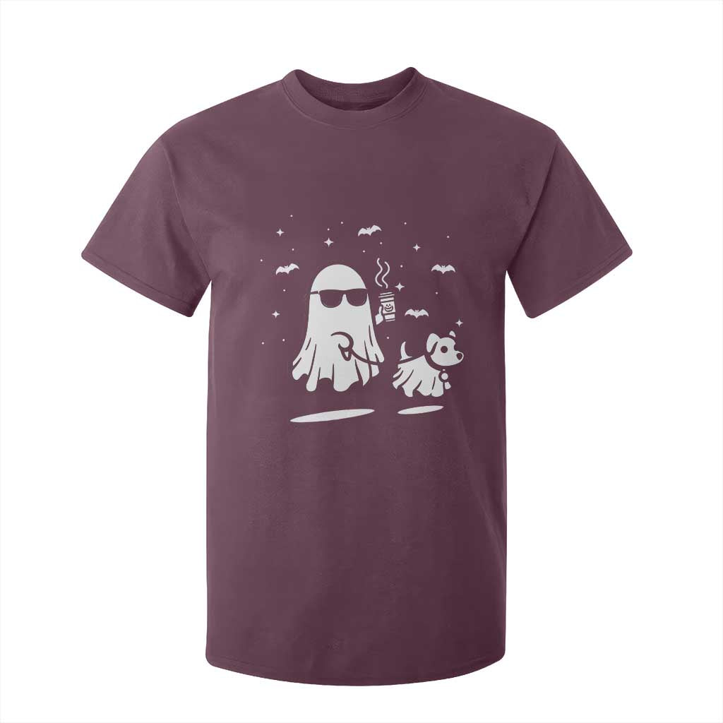 Halloween Ghost Dog T Shirt For Kid Retro Spooky Season Boo Sheet TS10 Maroon Print Your Wear