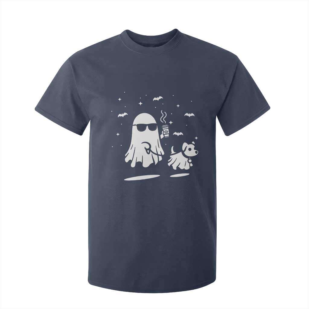 Halloween Ghost Dog T Shirt For Kid Retro Spooky Season Boo Sheet TS10 Navy Print Your Wear