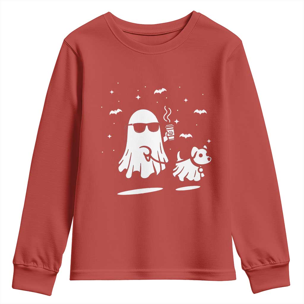 Halloween Ghost Dog Youth Sweatshirt Retro Spooky Season Boo Sheet TS10 Red Print Your Wear