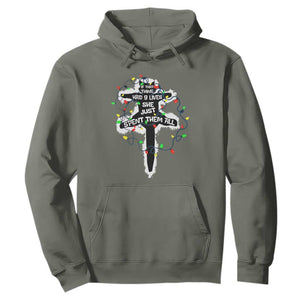 Funny Cat Christmas Hoodie Pussy-cat If That Thing Had Nine Lives She Just Spent Them All Meowy Catmas Gift TS10 Military Green Print Your Wear
