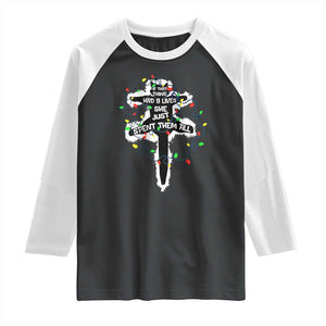Funny Cat Christmas Raglan Shirt Pussy-cat If That Thing Had Nine Lives She Just Spent Them All Meowy Catmas Gift TS10 Black White Print Your Wear