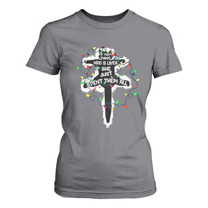 Funny Cat Christmas T Shirt For Women Pussy-cat If That Thing Had Nine Lives She Just Spent Them All Meowy Catmas Gift TS10 Charcoal Print Your Wear