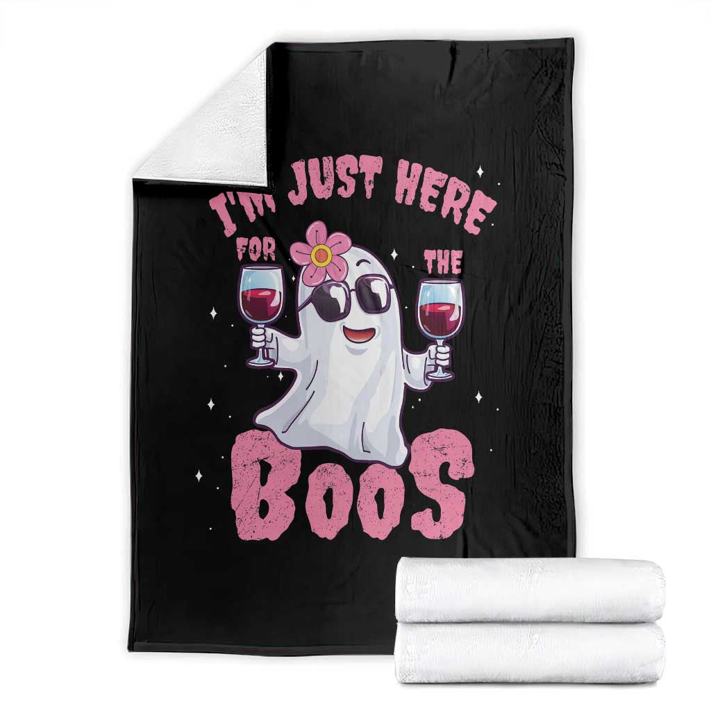 Halloween Women Ghost Cute Funny Throw Blanket I'm Just Here For The Boos TS10 Black Print Your Wear