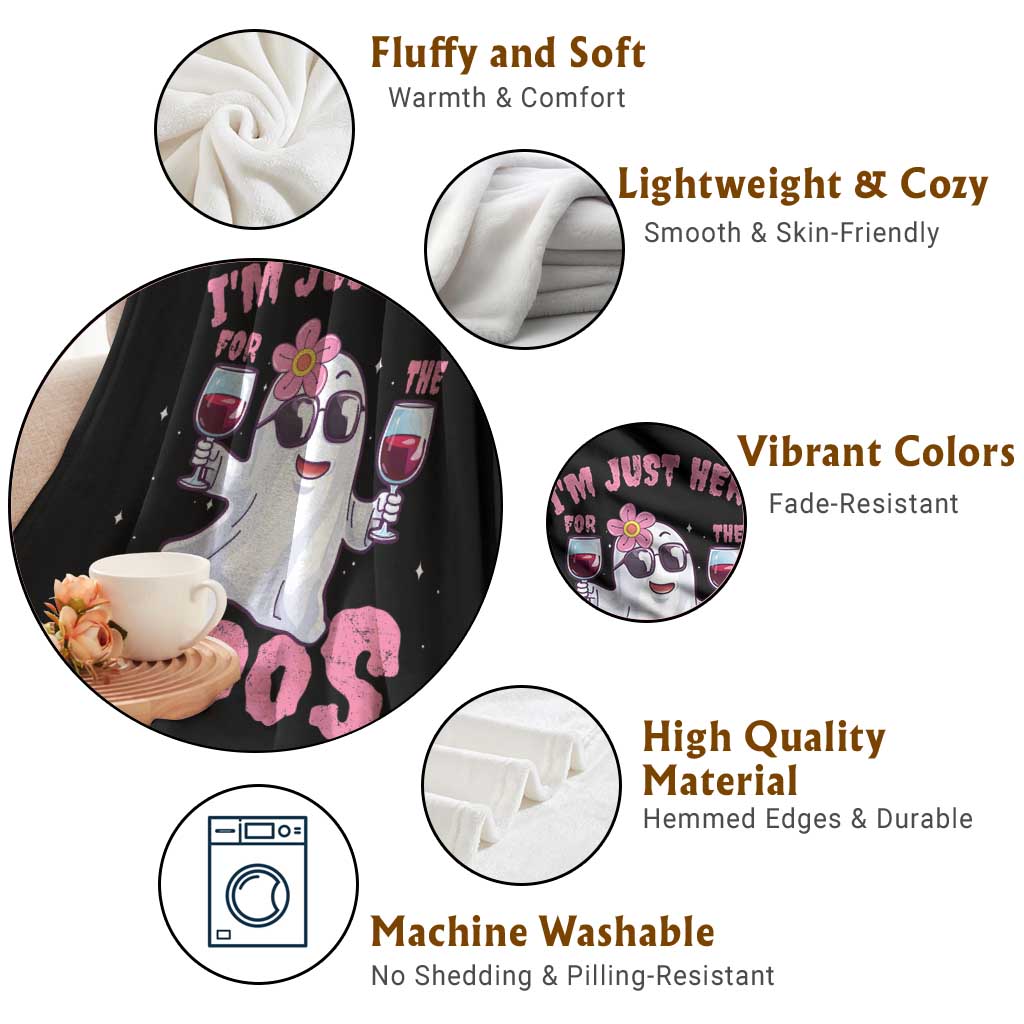 Halloween Women Ghost Cute Funny Throw Blanket I'm Just Here For The Boos TS10 Print Your Wear