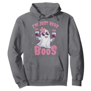 Halloween Women Ghost Cute Funny Hoodie I'm Just Here For The Boos TS10 Charcoal Print Your Wear