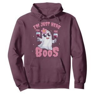 Halloween Women Ghost Cute Funny Hoodie I'm Just Here For The Boos TS10 Maroon Print Your Wear