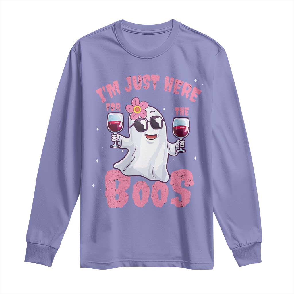 Halloween Women Ghost Cute Funny Long Sleeve Shirt I'm Just Here For The Boos TS10 Violet Print Your Wear