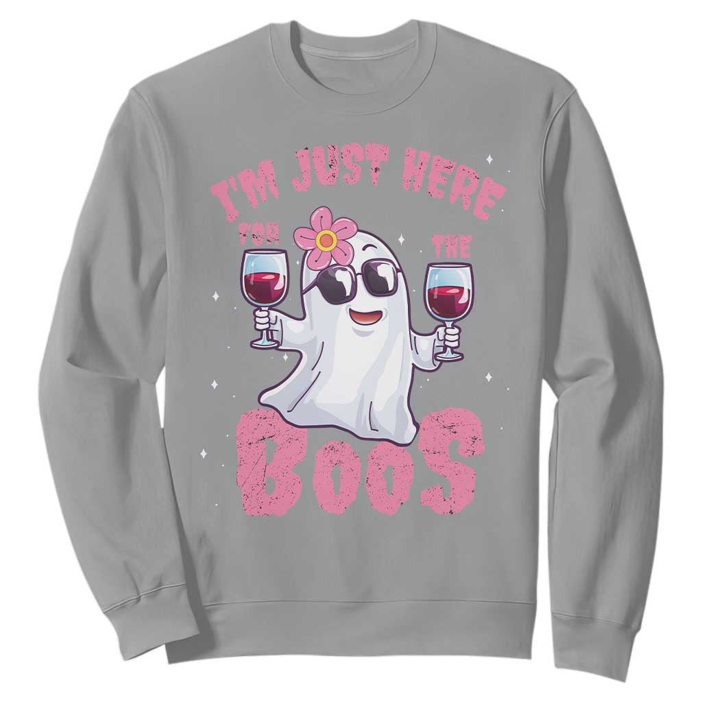 Halloween Women Ghost Cute Funny Sweatshirt I'm Just Here For The Boos TS10 Sport Gray Print Your Wear