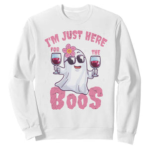 Halloween Women Ghost Cute Funny Sweatshirt I'm Just Here For The Boos TS10 White Print Your Wear