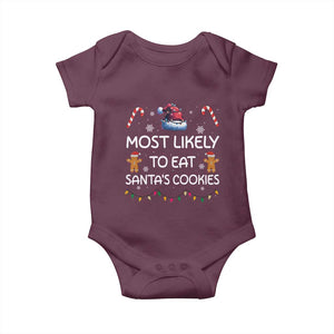 Family Matching Christmas Baby Onesie Most Likely To Eat Santas Cookies TS10 Maroon Print Your Wear