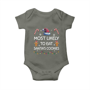 Family Matching Christmas Baby Onesie Most Likely To Eat Santas Cookies TS10 Military Green Print Your Wear
