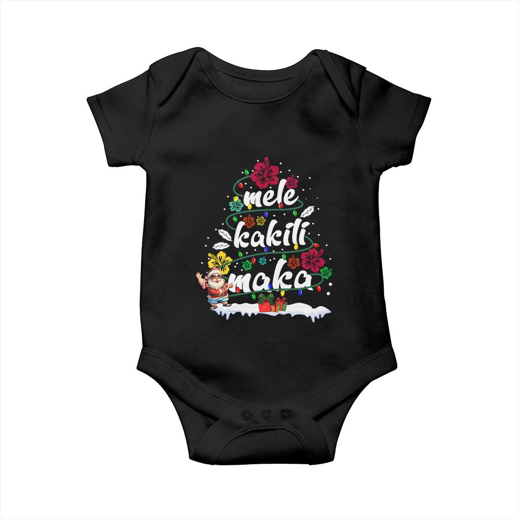 Hawaiian Christmas Tree Baby Onesie Mele Kalikimaka Beach Family Vacation Xmas Hawaii Santa TS10 Black Print Your Wear