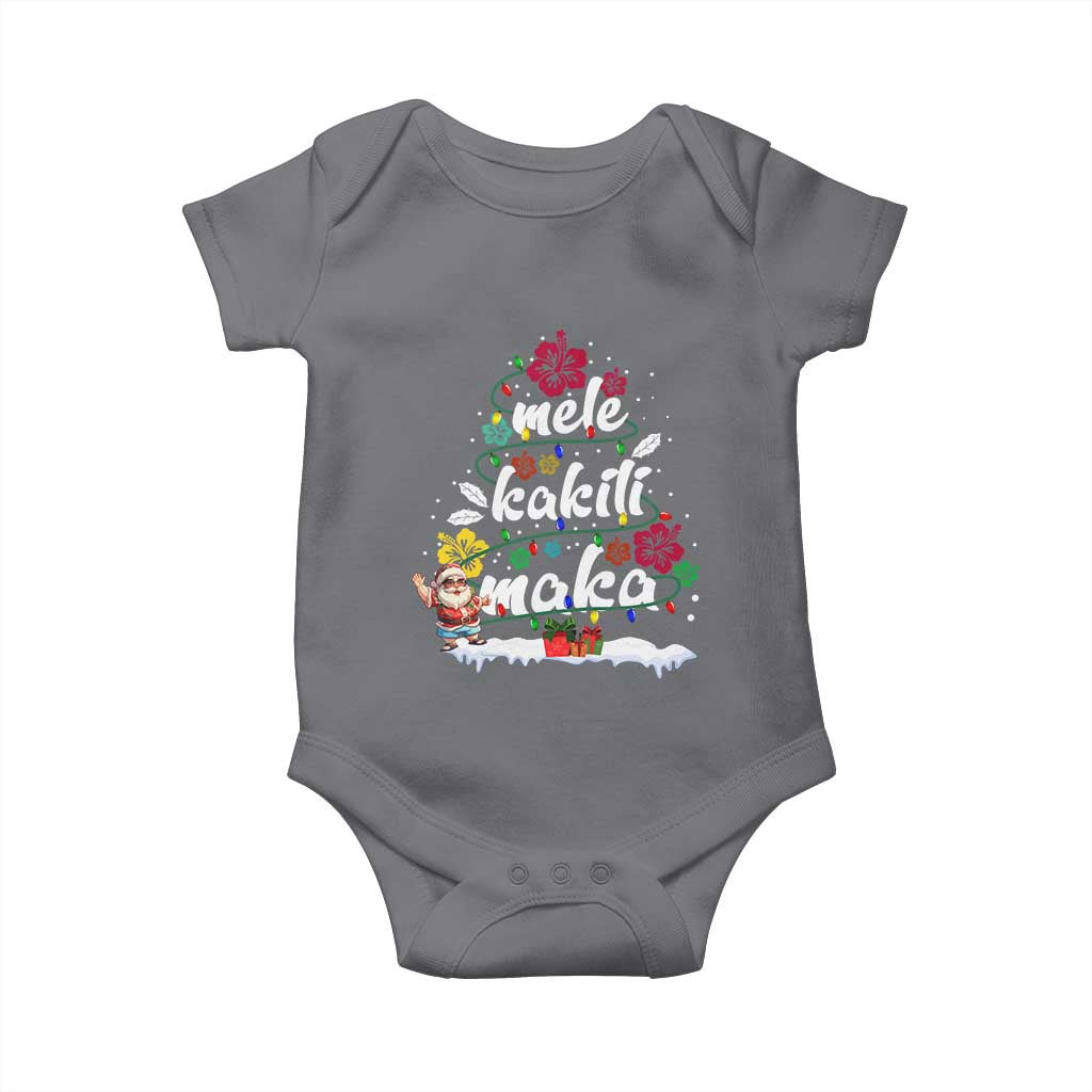 Hawaiian Christmas Tree Baby Onesie Mele Kalikimaka Beach Family Vacation Xmas Hawaii Santa TS10 Charcoal Print Your Wear