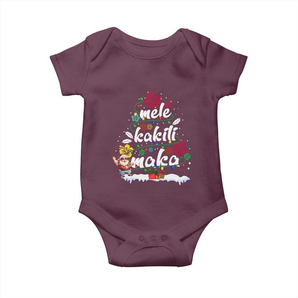 Hawaiian Christmas Tree Baby Onesie Mele Kalikimaka Beach Family Vacation Xmas Hawaii Santa TS10 Maroon Print Your Wear