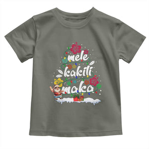Hawaiian Christmas Tree Baby Shirt Mele Kalikimaka Beach Family Vacation Xmas Hawaii Santa TS10 Military Green Print Your Wear