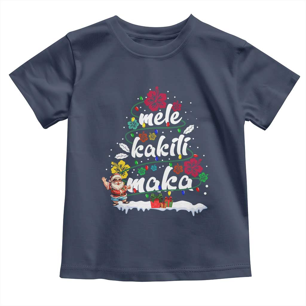 Hawaiian Christmas Tree Baby Shirt Mele Kalikimaka Beach Family Vacation Xmas Hawaii Santa TS10 Navy Print Your Wear