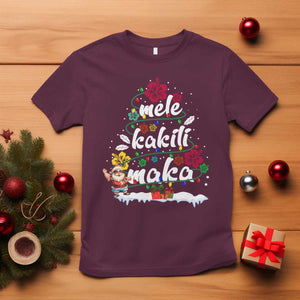 Hawaiian Christmas Tree T Shirt Mele Kalikimaka Beach Family Vacation Xmas Hawaii Santa TS10 Maroon Print Your Wear