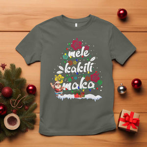 Hawaiian Christmas Tree T Shirt Mele Kalikimaka Beach Family Vacation Xmas Hawaii Santa TS10 Military Green Print Your Wear