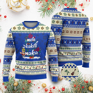 Hawaiian Christmas Tree Ugly Christmas Sweater Mele Kalikimaka Beach Family Vacation Xmas Hawaii Santa TS10 Blue Print Your Wear