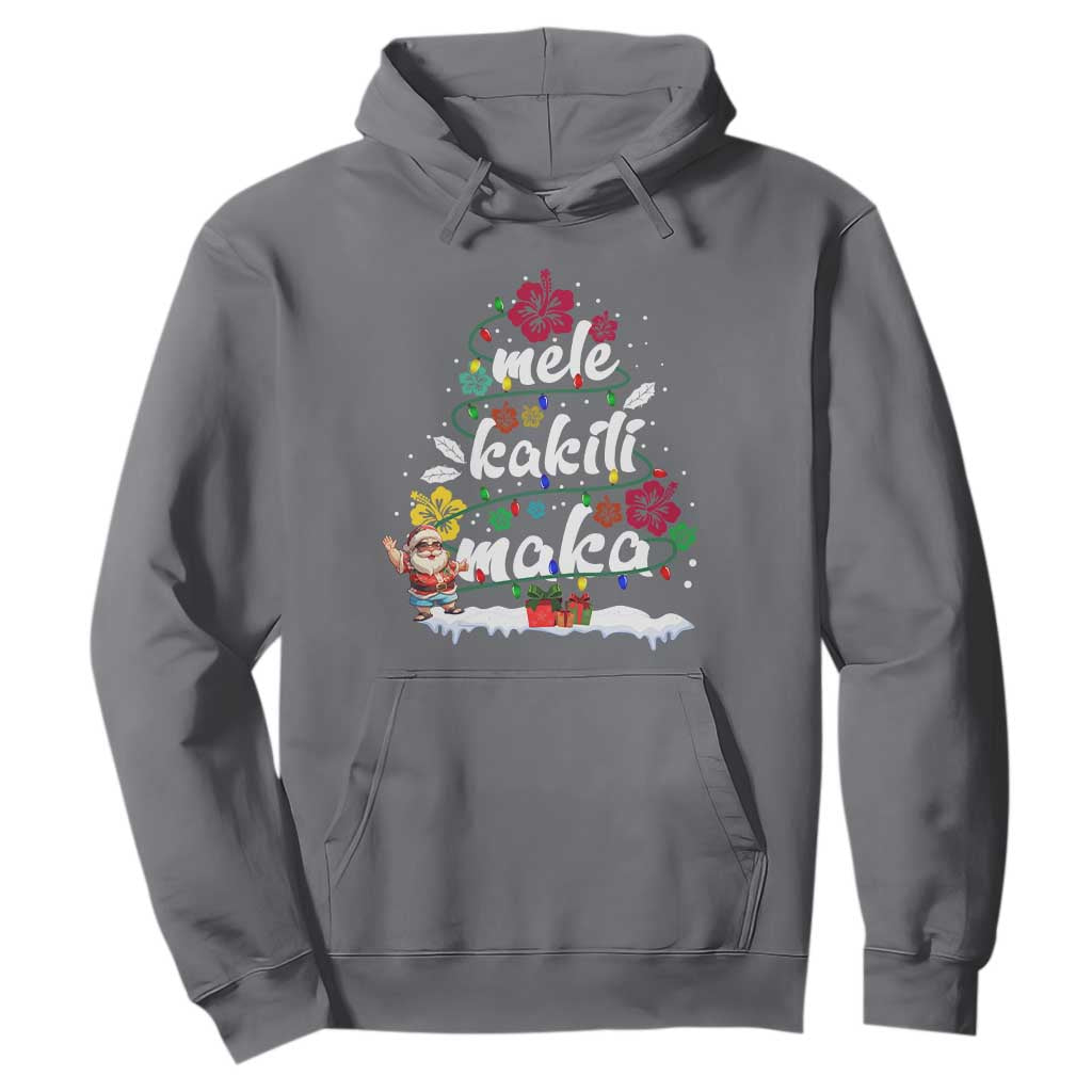 Hawaiian Christmas Tree Hoodie Mele Kalikimaka Beach Family Vacation Xmas Hawaii Santa TS10 Charcoal Print Your Wear