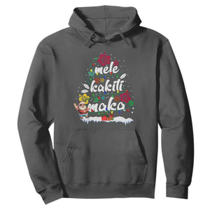 Hawaiian Christmas Tree Hoodie Mele Kalikimaka Beach Family Vacation Xmas Hawaii Santa TS10 Dark Heather Print Your Wear