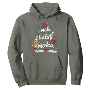 Hawaiian Christmas Tree Hoodie Mele Kalikimaka Beach Family Vacation Xmas Hawaii Santa TS10 Military Green Print Your Wear
