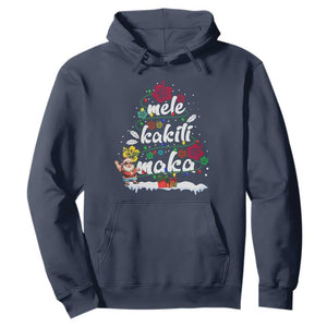 Hawaiian Christmas Tree Hoodie Mele Kalikimaka Beach Family Vacation Xmas Hawaii Santa TS10 Navy Print Your Wear