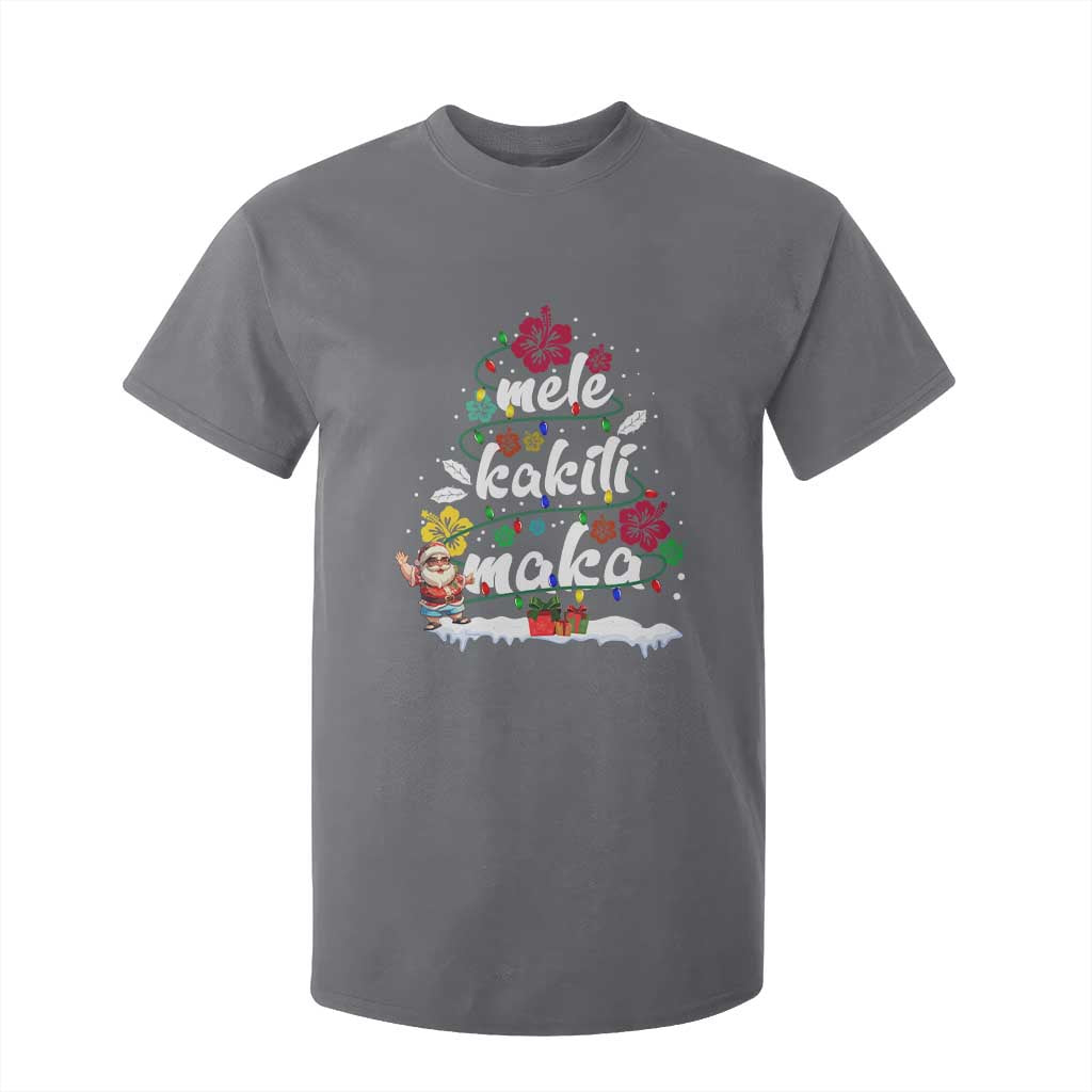 Hawaiian Christmas Tree T Shirt For Kid Mele Kalikimaka Beach Family Vacation Xmas Hawaii Santa TS10 Charcoal Print Your Wear