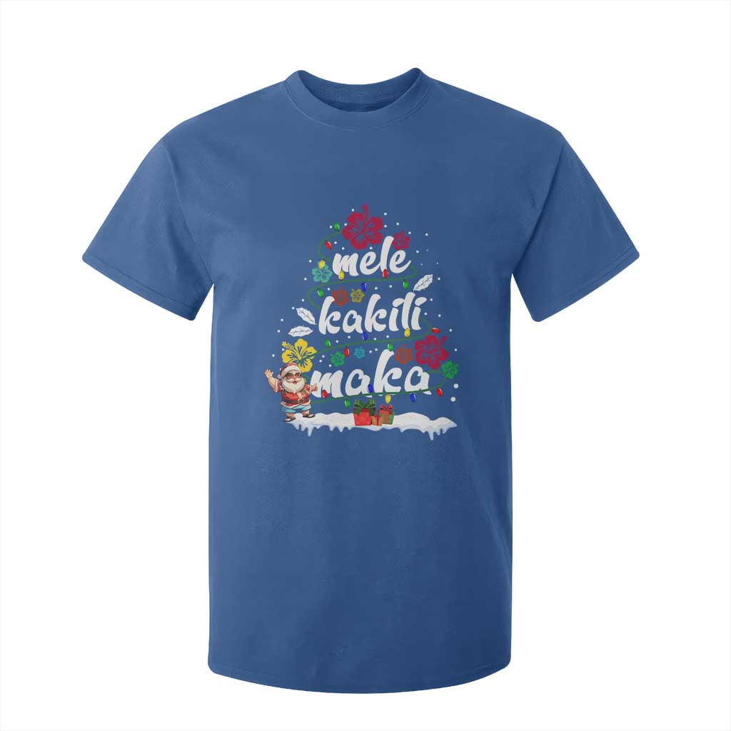 Hawaiian Christmas Tree T Shirt For Kid Mele Kalikimaka Beach Family Vacation Xmas Hawaii Santa TS10 Royal Blue Print Your Wear