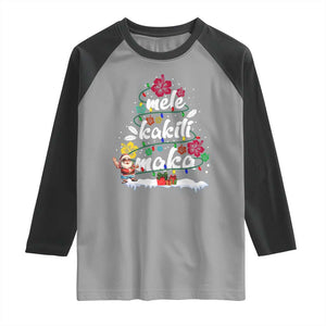 Hawaiian Christmas Tree Raglan Shirt Mele Kalikimaka Beach Family Vacation Xmas Hawaii Santa TS10 Sport Gray Black Print Your Wear
