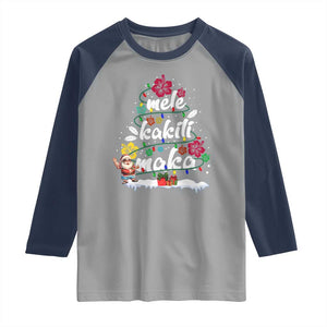 Hawaiian Christmas Tree Raglan Shirt Mele Kalikimaka Beach Family Vacation Xmas Hawaii Santa TS10 Sport Gray Navy Print Your Wear