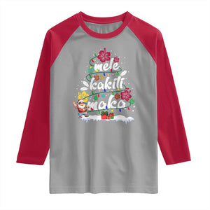 Hawaiian Christmas Tree Raglan Shirt Mele Kalikimaka Beach Family Vacation Xmas Hawaii Santa TS10 Sport Gray Red Print Your Wear