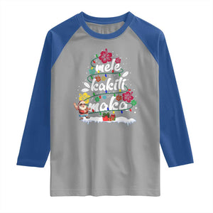Hawaiian Christmas Tree Raglan Shirt Mele Kalikimaka Beach Family Vacation Xmas Hawaii Santa TS10 Sport Gray Royal Print Your Wear