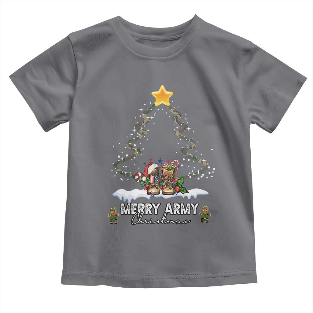Merry Army Christmas Baby Shirt Military Family Veteran Xmas Gift Camo Boots TS10 Charcoal Print Your Wear