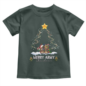 Merry Army Christmas Baby Shirt Military Family Veteran Xmas Gift Camo Boots TS10 Dark Forest Green Print Your Wear
