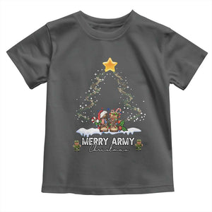Merry Army Christmas Baby Shirt Military Family Veteran Xmas Gift Camo Boots TS10 Dark Heather Print Your Wear