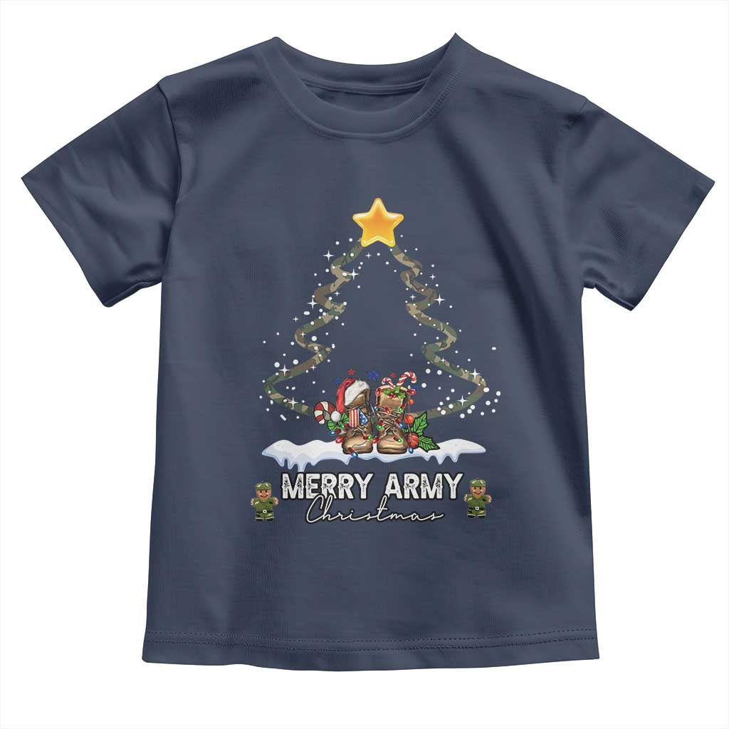 Merry Army Christmas Baby Shirt Military Family Veteran Xmas Gift Camo Boots TS10 Navy Print Your Wear