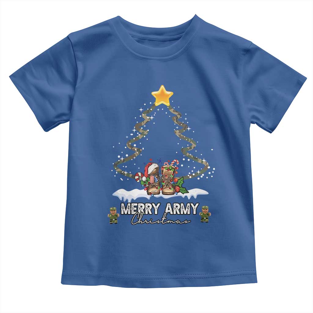 Merry Army Christmas Baby Shirt Military Family Veteran Xmas Gift Camo Boots TS10 Royal Blue Print Your Wear