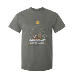 Merry Army Christmas T Shirt For Kid Military Family Veteran Xmas Gift Camo Boots TS10 Military Green Print Your Wear