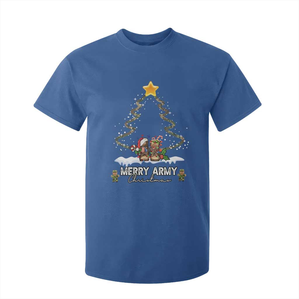Merry Army Christmas T Shirt For Kid Military Family Veteran Xmas Gift Camo Boots TS10 Royal Blue Print Your Wear