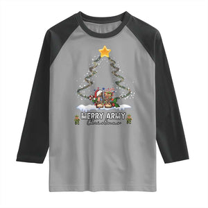Merry Army Christmas Raglan Shirt Military Family Veteran Xmas Gift Camo Boots TS10 Sport Gray Black Print Your Wear