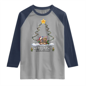 Merry Army Christmas Raglan Shirt Military Family Veteran Xmas Gift Camo Boots TS10 Sport Gray Navy Print Your Wear