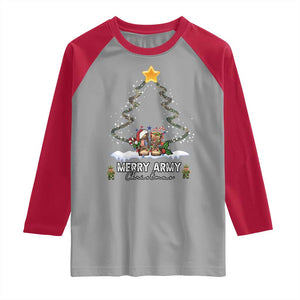 Merry Army Christmas Raglan Shirt Military Family Veteran Xmas Gift Camo Boots TS10 Sport Gray Red Print Your Wear