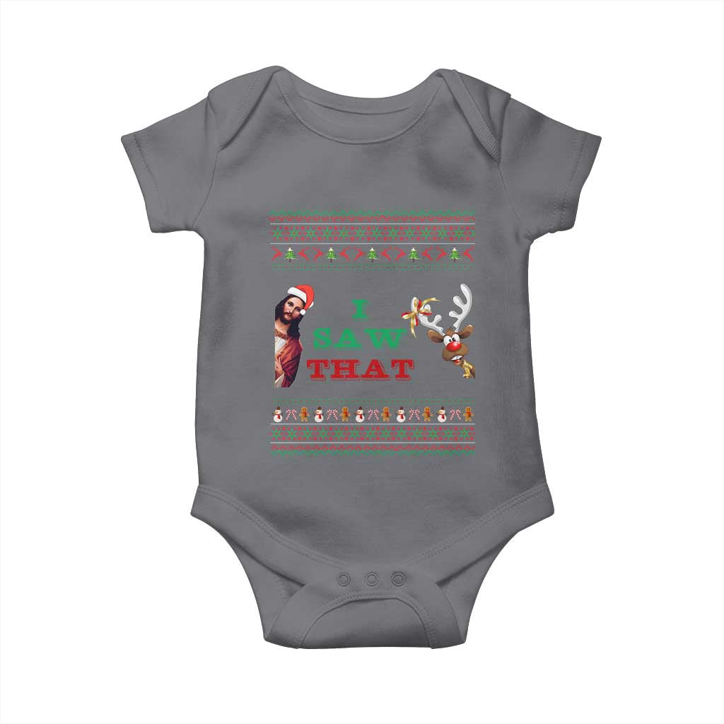 Jesus I Saw That Meme Baby Onesie Funny Ugly Christmas Religious Christian TS10 Charcoal Print Your Wear