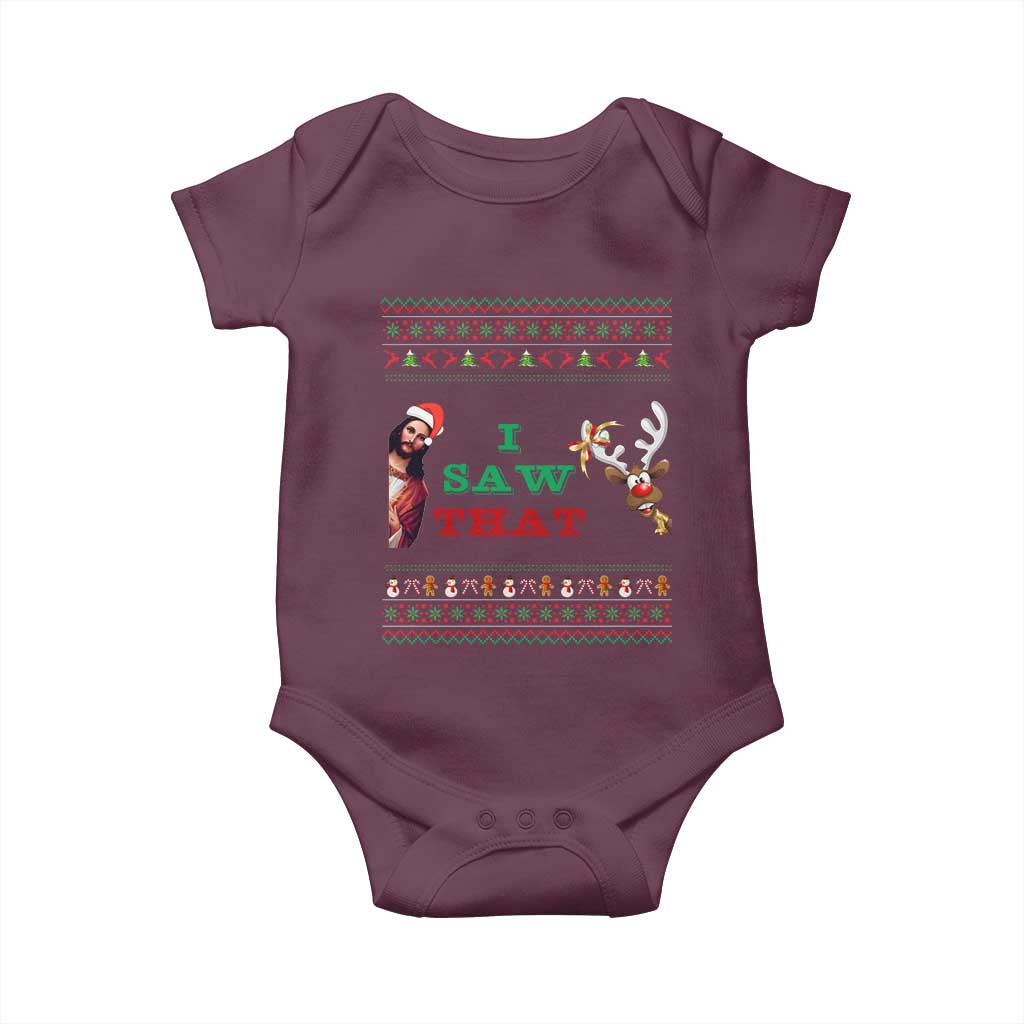 Jesus I Saw That Meme Baby Onesie Funny Ugly Christmas Religious Christian TS10 Maroon Print Your Wear