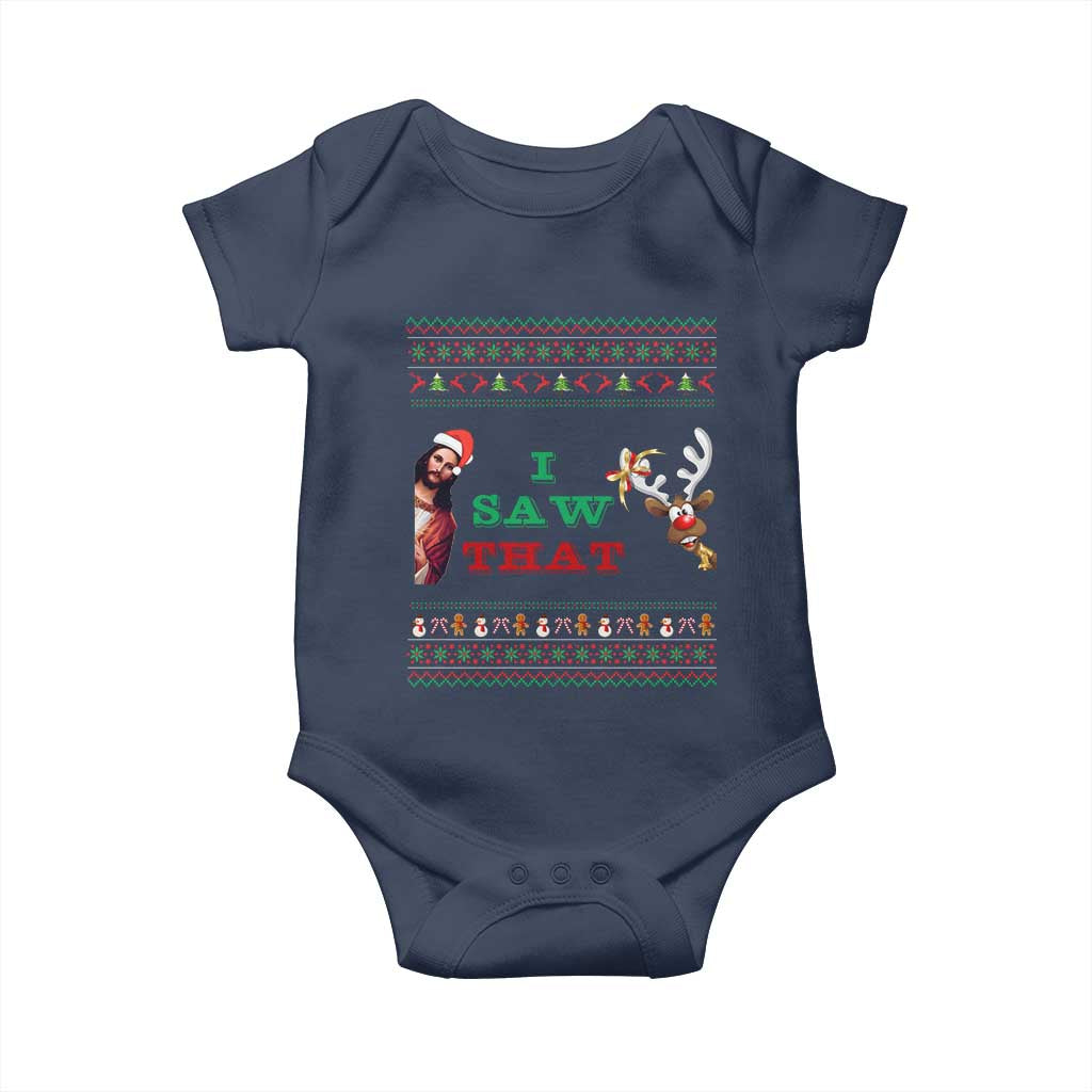 Jesus I Saw That Meme Baby Onesie Funny Ugly Christmas Religious Christian TS10 Navy Print Your Wear