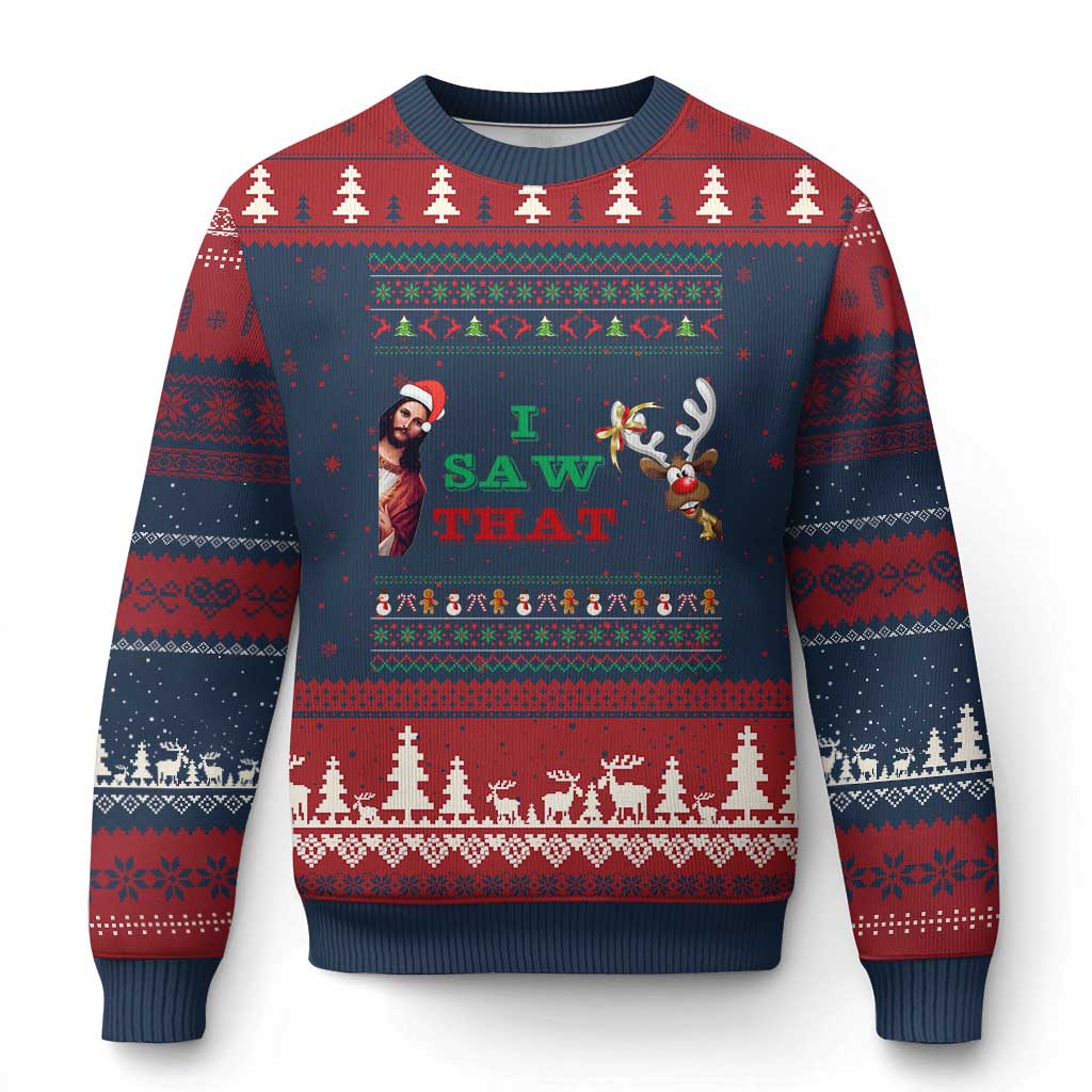 Jesus I Saw That Meme Ugly Christmas Sweater Funny Ugly Xmas Religious Christian TS10 Navy Red Print Your Wear