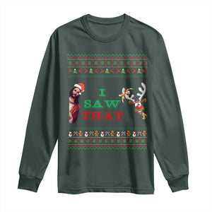 Jesus I Saw That Meme Long Sleeve Shirt Funny Ugly Christmas Religious Christian TS10 Dark Forest Green Print Your Wear