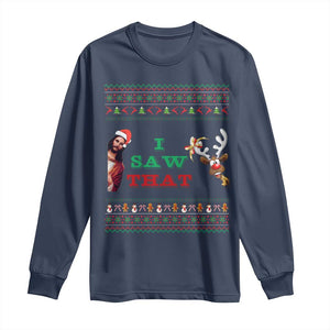Jesus I Saw That Meme Long Sleeve Shirt Funny Ugly Christmas Religious Christian TS10 Navy Print Your Wear